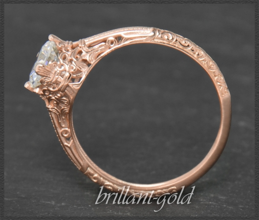 Diamant Ring 0,91ct, 585 Gold, Antik Jugendstil Design
